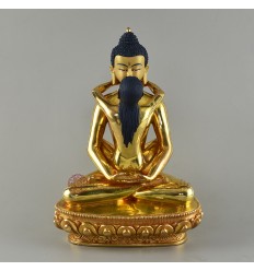  Hand Carved Gold Painted 9" Samantabhadra Statue From Patan, Nepal