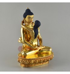  Hand Carved Gold Painted 9" Samantabhadra Statue From Patan, Nepal