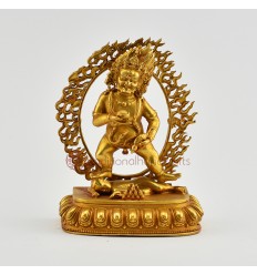 Fine Quality  Copper Alloy with Gold Plated 4" Black Dzambhala Statue