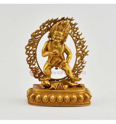 Fine Quality  Copper Alloy with Gold Plated 4" Black Dzambhala Statue