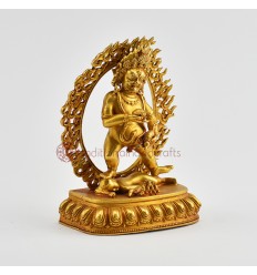 Fine Quality  Copper Alloy with Gold Plated 4" Black Dzambhala Statue