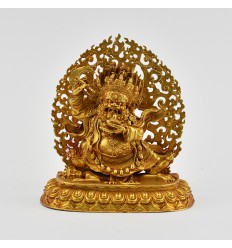 Fine Quality Copper Alloy with Gold Plated 4.25" Bernagchen Mahakala Statue