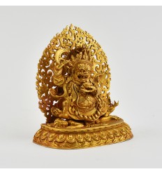 Fine Quality Copper Alloy with Gold Plated 4.25" Bernagchen Mahakala Statue