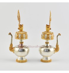 Hand Carved Fine Quality Gold and Silver Plated 9" Bhutanese Style Bhumpa Set