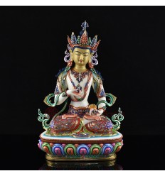 Hand Painted with 24 Karat Gold Gilded and Hand Painted Face 14.5" Vajrasattva / Dorjesempa Statue