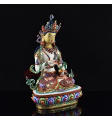 Hand Painted with 24 Karat Gold Gilded and Hand Painted Face 14.5" Vajrasattva / Dorjesempa Statue