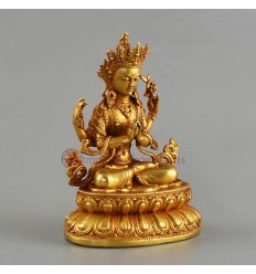 Gold Plated Copper Alloy with Antique Finish 4.25" Chenrezig Statue