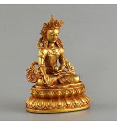 Gold Plated  Copper Alloy with Gold Plated in Antique Finish  4.25" Kshitigarbha Statue