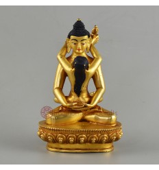 Hand Made Copper Alloy with 24 Karat Gold Gilded  4.75" Samantabhadra Statue