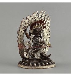 Oxidized Copper Alloy with Silver Plated 4" Vajrapani / Chanadorje Statue