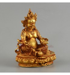 Copper Alloy with Gold Plated in Antique Finish 4" Yellow Dzambhala Kubera Statue