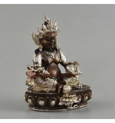Oxidized Copper Alloy with Silver Plated 4" Yellow Dzambhala Statue