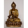 8.25" Medicine/Menla Buddha Oxidized Copper Alloy Gold Plated Statue from Patan, Nepal