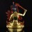 Hand Carved 24 Karat Gold Gilded Hand Painted Face Tibetan 19" Manjushri Copper Ritual Statue