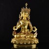 Hand Carved 24 Karat Gold Gilded Hand Painted Face Tibetan 19" Vajrasattva Copper Ritual Statue