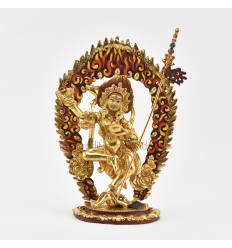 Hand Made Copper Alloy with 24 Karat Gold Gilded 8" Vajravarahi Dakini Statue