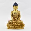 Hand Made  Copper Alloy 24 Karat Gold Gilded and Hand Painted Face 9.25" Shakyamuni Buddha Statue