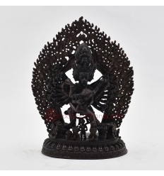 Hand Made  Copper Alloy in Oxidation Finish 8.5" Meghsambara / Vajrabhairaba Statue