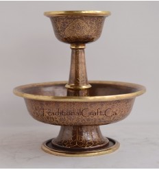 Fine Quality 6.5" Hand Crafted Copper Alloy Gold Plated Tibetan Buddhist Serkyem Set from Patan, Nepal