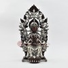 Hand Made Silver Plated Copper in Oxidation Finish 13.5" Maitreya - The Future Buddha Statue