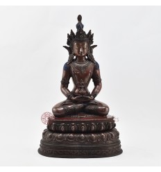 Hand Made Copper Alloy in Oxidation Finish 13.75" Aparmita / Amitayus / Tsepame Statue