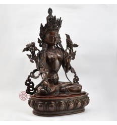 Hand Made Copper Alloy in Oxidation Finish19.75" White Tara / Dholkar Statue