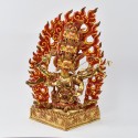 Hand Made Copper Alloy with 24 Karat Gold Gilded and Hand Painted Face 13" Rahula Statue