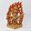 Hand Made Copper Alloy with 24 Karat Gold Gilded and Hand Painted Face 13" Rahula Statue