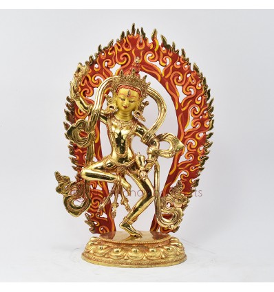 Hand Made Copper Alloy with Fully Gold Gilded 13.5" Magic Labdron Statue
