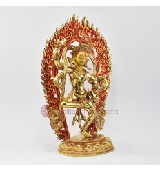 Hand Made Copper Alloy with Fully Gold Gilded 13.5" Magic Labdron Statue