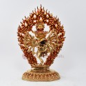 Hand Made Copper Alloy with 24 Karat Gold Gilded and Hand Painted Face 14" Hevajra Statue