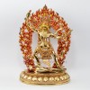Hand Made Copper Alloy Gold Gilded and Hand Painted Face 13.5" Ekajati Statue
