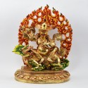 Hand Made Copper Alloy Gold Gilded and Hand Painted Face 14" Dorje Lhakpa Statue