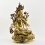 Tibetan Buddhist Copper Alloy with Gold Gilded, Hand Painted Face 18.5" Green Tara Statue