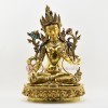 Tibetan Buddhist Copper Alloy with Gold Gilded, Hand Painted Face 19" White Tara Statue
