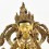 Tibetan Buddhist Copper Alloy with Gold Gilded, Hand Painted Face 15" Green Tara a Statue
