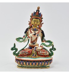 Hand Painted Copper Alloy with 24 Karat Gold Gilded 8.75" Vajrasattva Dorjesempa Statue