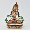 Hand Painted Copper Alloy with 24 Karat Gold Gilded 8.75" Vajrasattva Dorjesempa Statue