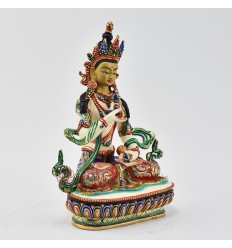 Hand Painted Copper Alloy with 24 Karat Gold Gilded 8.75" Vajrasattva Dorjesempa Statue