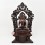 Hand Made Copper Alloy in Oxidation Finish 16.75" Amitabha Buddha on Throne Sculpture