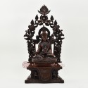 Hand Made Copper Alloy in Oxidation Finish 17.25" Guru Padmasambhava on Throne Sculpture