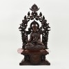 Hand Made Copper Alloy in Oxidation Finish 17.25" Guru Padmasambhava on Throne Sculpture