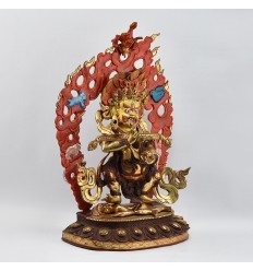 Hand Made Gold Gilded and Hand Painted Face 13.75" Panjaranatha Mahakala Statue