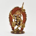 Hand made Copper Alloy with Gold Plated and Hand Painted Face 7.25" Dakini Simhamukha Statue