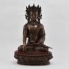 Hand Made Copper Alloy in Oxidation Finish 13.25" Crowned Sakyamuni Buddha Statue