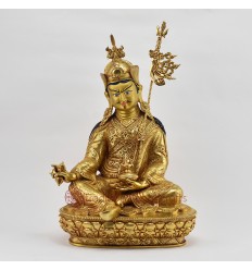 Hand Made Copper Alloy with Fully Gold Gilded 14" Guru Rinpoche Statue