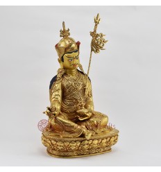 Hand Made Copper Alloy with Fully Gold Gilded 14" Guru Rinpoche Statue