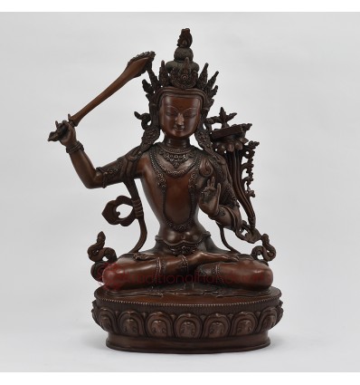 Hand Made Copper Alloy in Oxidation Finish 14.5" Manjushri / Jambiyang Statue