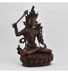 Hand Made Copper Alloy in Oxidation Finish 14.5" Manjushri / Jambiyang Statue
