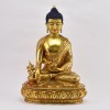 Hand Made Copper Alloy Gold Gilded and Hand Painted Face 15.5" Medicine Buddha Statue
